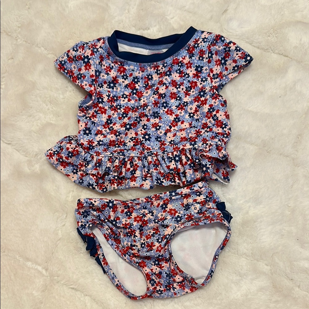 Ruffle Butts Red, blue and pink swimsuit